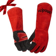 Fireplace Welding Gloves Fire Heat Resistant: 16IN 932 F Fireproof Leather fo...