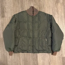 Vintage Tempco Goose Down Bomber Puffer Jacket Men's XXL Green Quilted