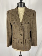 Adele Simpson Size 12 Vintage Checkered Brown Blazer