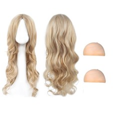 AYNKH Long Blonde Wave Wigs, Blonde Curly Wig for Women