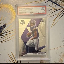 2020 Panini Mosaic Justin Jefferson #209 Rookie PSA 9 NFL Minnesota Vikings Card. rookie card picture