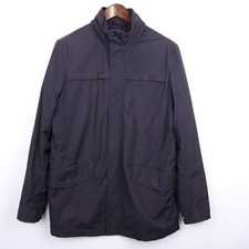 Boggi Milano Men's Navy Virgin Wool Packable Hood Coat Jacket IT 52 US L