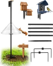 Bird Feeder Pole with Squirrel Baffle - 104 Inch Bird House Pole for Outdoors He