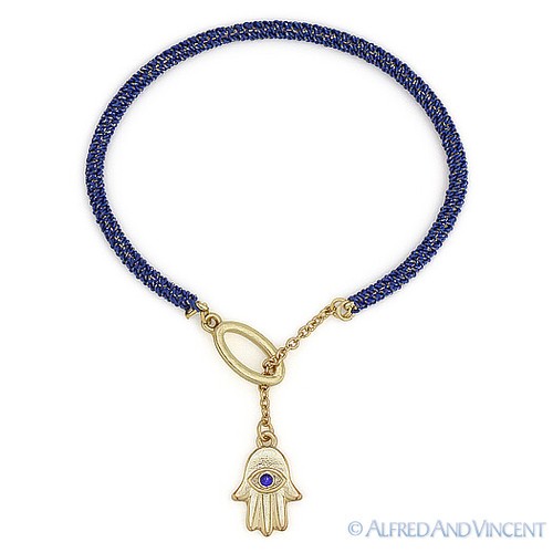 Hamsa Hand of Fatima Jewish Kabbalah Evil Eye Charm Cuff Bangle Lariat Bracelet - Picture 5 of 6