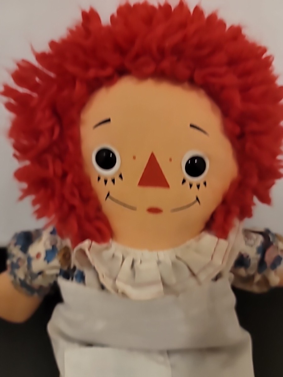 Vintage Raggedy Ann Knickerbocker 12” Doll Red Hair Black Eyes