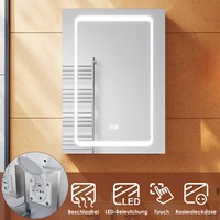Spiegelschrank Alu Mit Led Badezimmerspiegel Beschlagfrei Steckdose Touch 50Cm