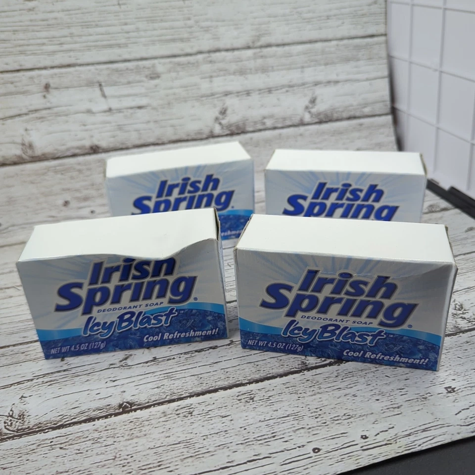 Lot of 4 Vintage Irish Spring Icy Blast Soap Bars New Sealed 4.5oz each - Image 2 of 4