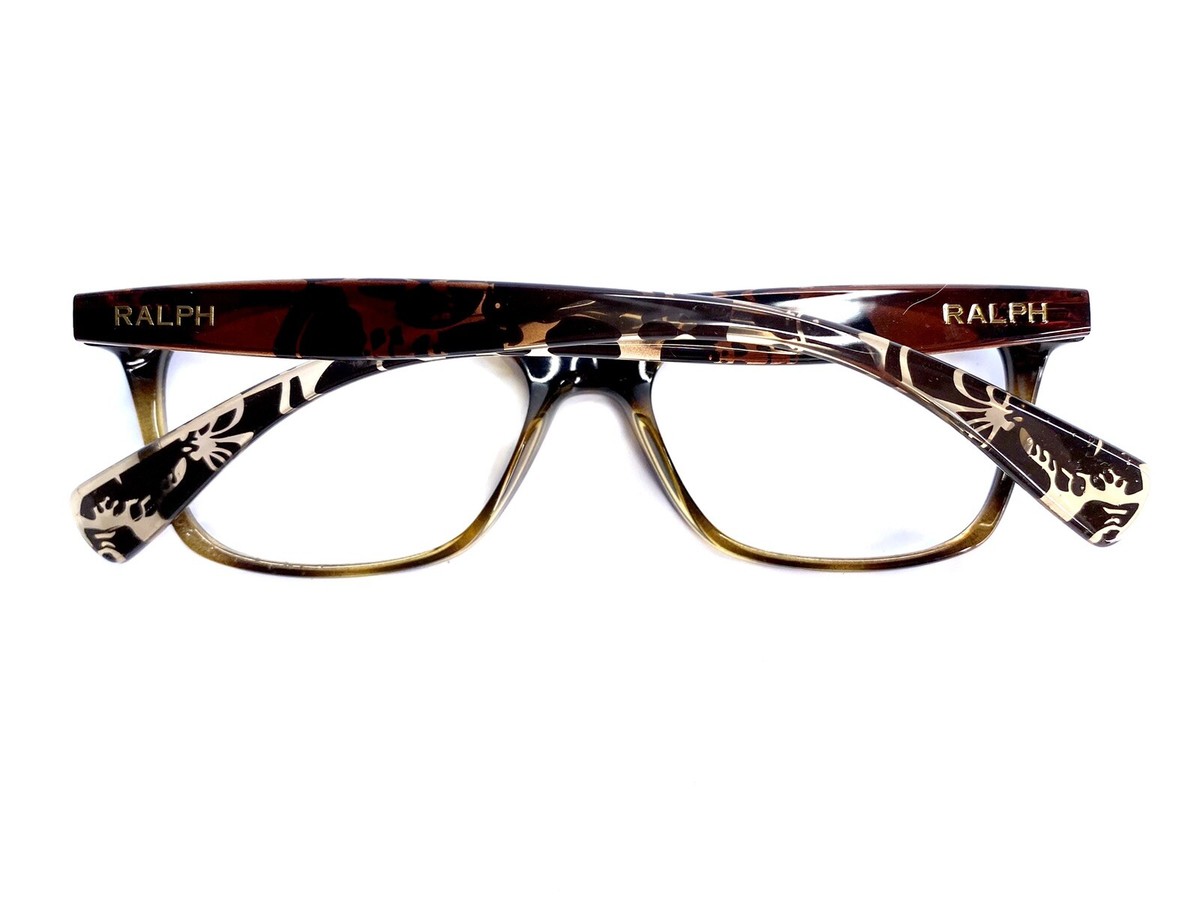 Ralph Lauren RA7071 Tortoise Cat Eye Eyeglasses Floral Temple 52-16-140‎ Ralph Lauren Brown Lucite Wayfarer Floral Temple Eyeglasses  main image 2