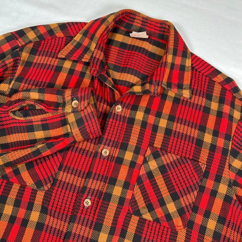 Vintage Big Mac JC Penny rot kariertes schweres Flanellhemd mit Knopfleiste für Herren L