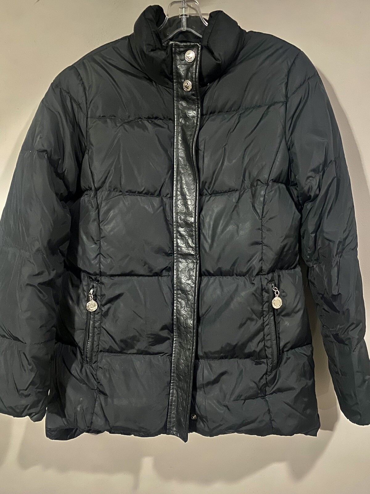 Coach Women's Quilted Puffer Jacket, Black Medium Gem