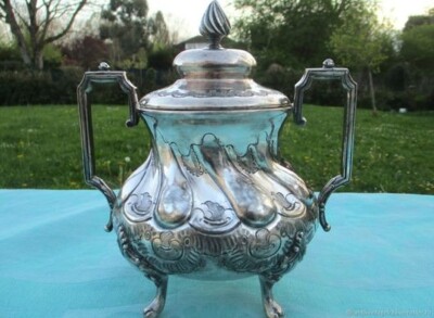 Sucrier Vintage Cygne En Métal Argenté Et Verre - Déco Rétro