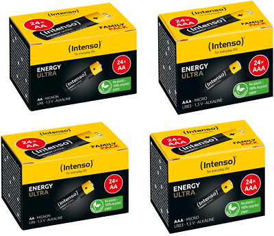 96 Intenso Energy Ultra Alkaline Batterien im 24er Karton (48x AA + 48x AAA)