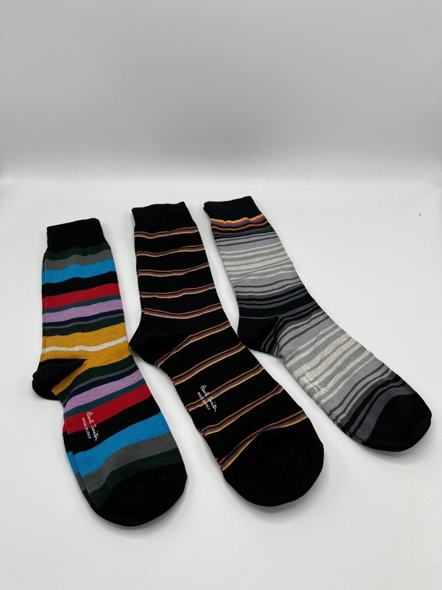Paul Smith Men's Italian Socks Winston Stripe Black & Green S327