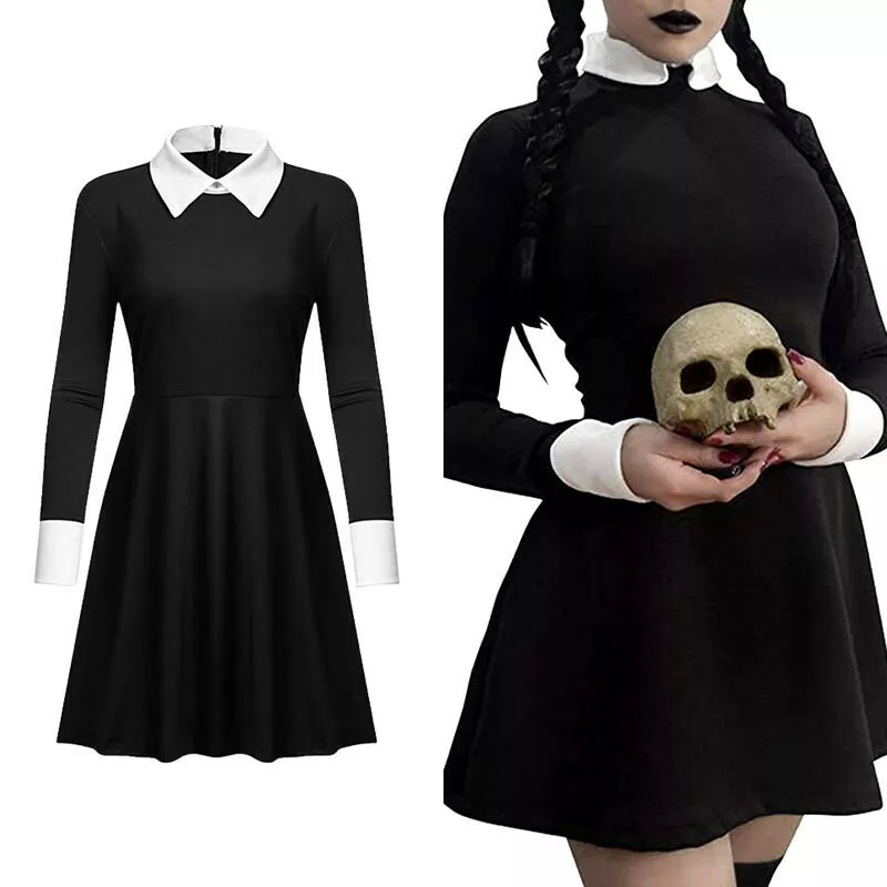 The Addams Family Wednesday Addams Gothic Cosplay Halloween Adult