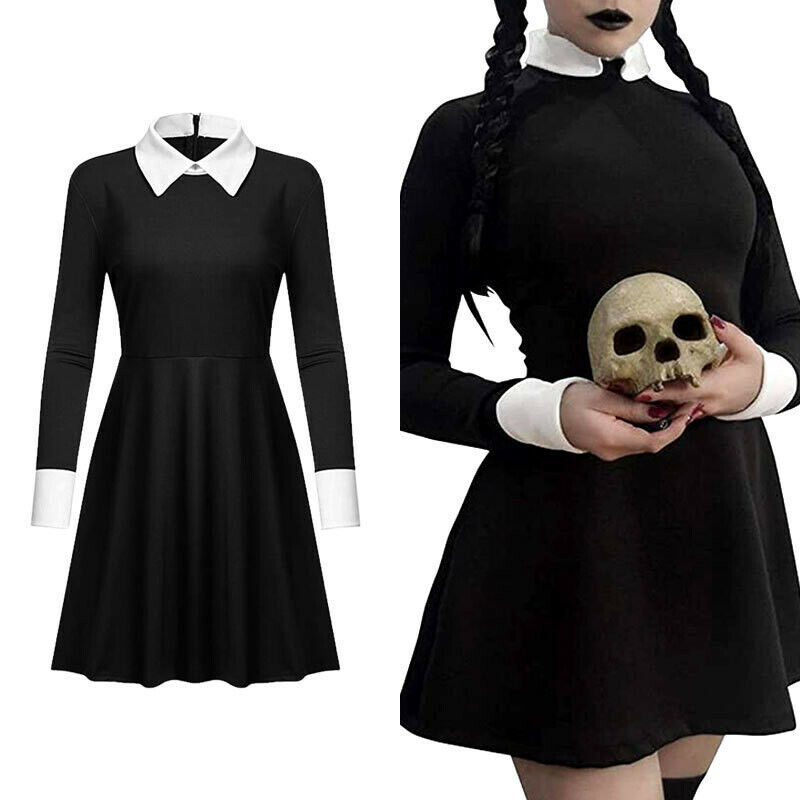 The Addams Family Wednesday Addams Gothic Cosplay Halloween Adult Costume