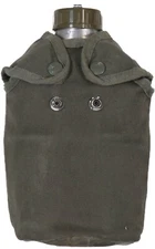 French Military Canteen w Cup & Cover Army Surplus 1980s CCE OD Green Olive Drab