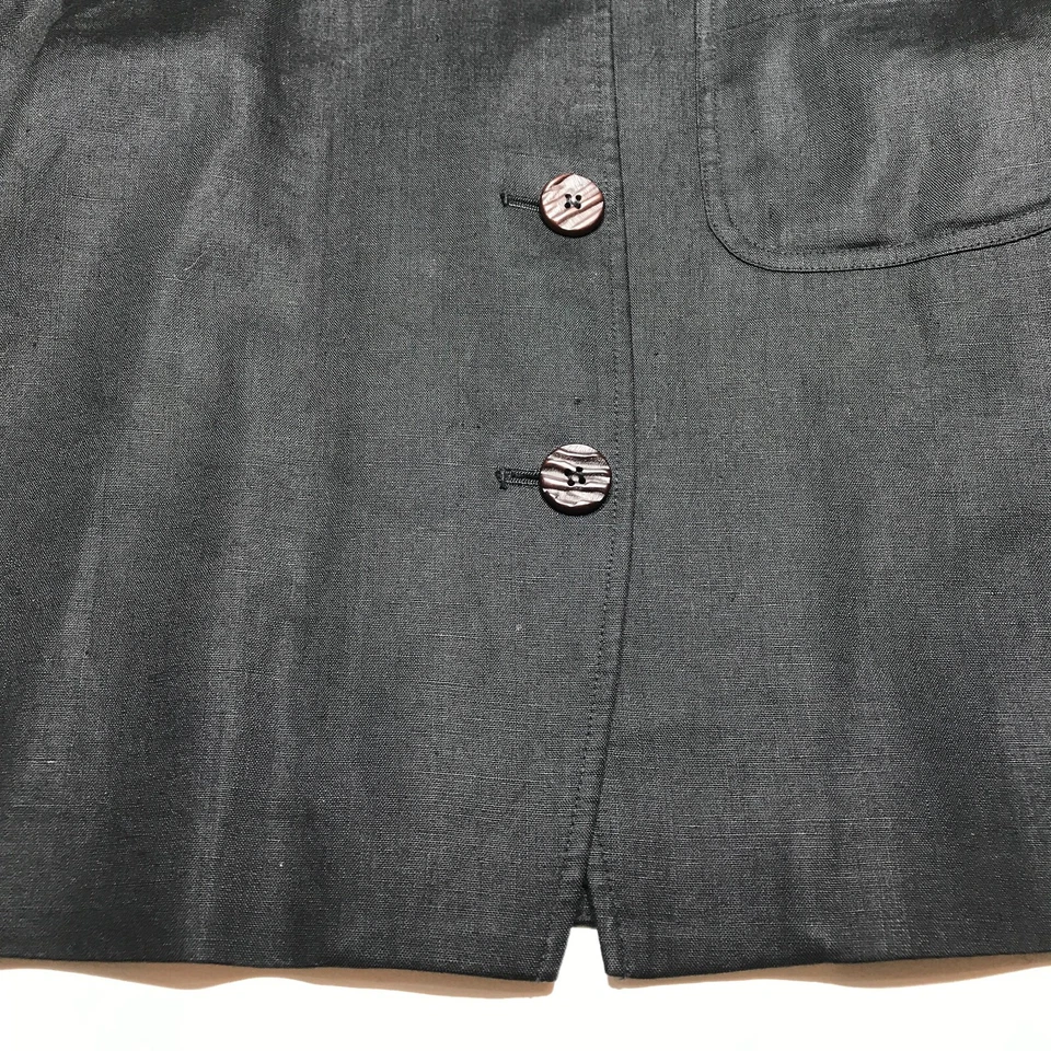 Chaqueta Blazer Valerie Stevens Mujer Talla 12 Lino Puro Forrada Negra Botón Frontal Foto 4 de 4