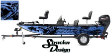 Hot Blue Boat Wrap Musky Pike Skeleton Vinyl Graphic Decal Kit Fish Bass Fishing