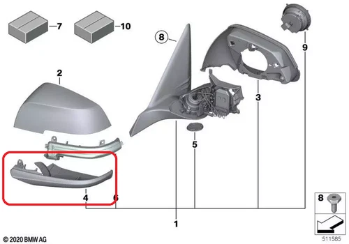 Left Mirror Lower Housing Trim Cover BMW Grained Finish i3 F20 F30 F32 7284127
