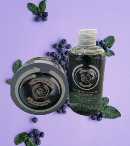 The Body Shop Blueberry Shower Gel & Scrub Rare Discontinued Special Edt Set NEW - Picture 1 of 2