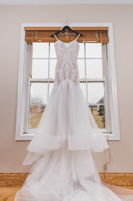 Wedding dress, size 10, lace, fit and flare, ivory/nude, Calla Blanche |  eBay