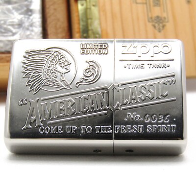Zippo American Indian Time Tank Zippo Pocket Clock Watch running