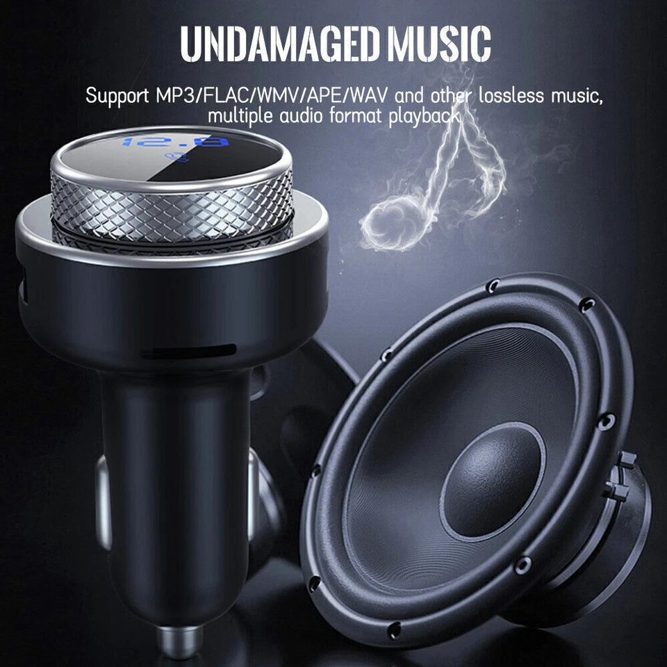 Bluetooth 5.0 FM Transmitter Auto Mp3 Player USB Radio KFZ SD Freisprechanlage - Bild 4 von 4