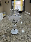 Vintage MILK GLASS Swirl Bedside Table Lamp With Etched Glass 19.5” Works