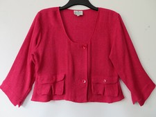Masai M/12-14 Uk (ch 57cm) Raspberry Silky Woven Cotton / Viscose Cropped Jacket