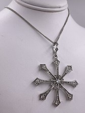 STERLING SILVER CUBIC ZIRCONIA WINTER SNOWFLAKE NECKLACE 19"
