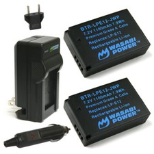 Wasabi Power Battery 2-Pack and Charger for Canon LP-E12