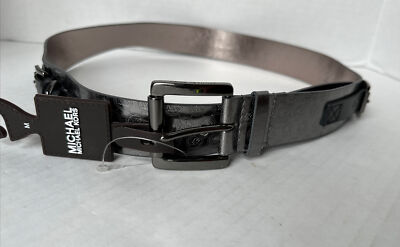 MICHAEL KORS Gunmetal Logo Belt Woman display picture 2