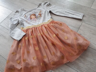 Kleid mit Tüllrock & Sofia die Erste *° Disney hellgrau orange Gr. 116