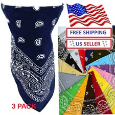 LOT OF 3,5,12 - Bandanas 100 Cotton,Double Side Pasley Design Headwrap 21 X 21"