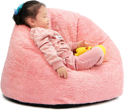 27In Mini Bean Bag Chair Kids Foam Filling Removable Machine Washable Cover Pink