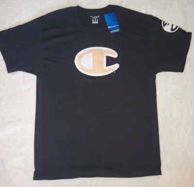 Camiseta Champion Edición ATL Negra Clásica Logo Grande Melocotón Talla Grande - Imagen 1 de 3