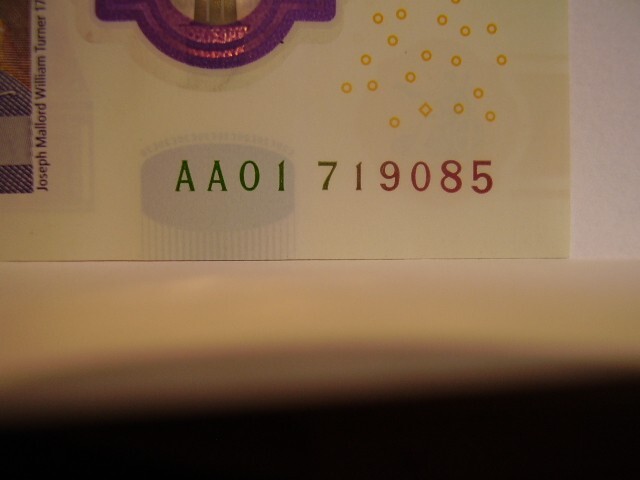 AA01 £20 THE QUEEN  Twenty Pound Note AA Prefix AA01 719085  J TURNER