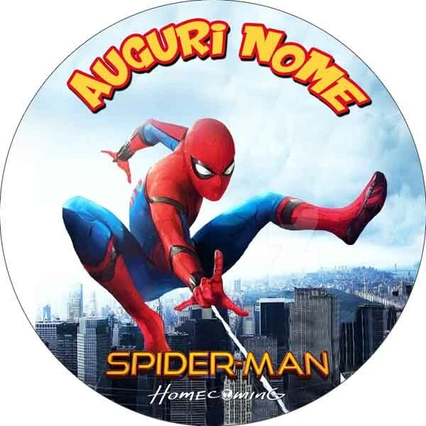 MODECOR Cialda SPIDERMAN HOME COMING Decorazione Torta Ostia o Zucchero senza glutine