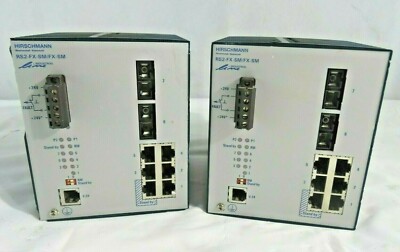 Hirschmann RS2-FX-SM/FX-SM Fast Ethernet Rail Switch, Lot of (2) Parts /Repair 