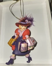 Red Hat Society Christmas Tree Ornament 2011 Lady Shopping 5" NEW
