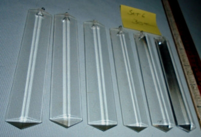 Vintage Clear Rectangular Prisms 6 Parts, around 4 1/2''x3/4'' FREE SHIP