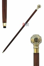Collectible Brass Solid Diving Helmet Handle Victorian Wooden walking stick