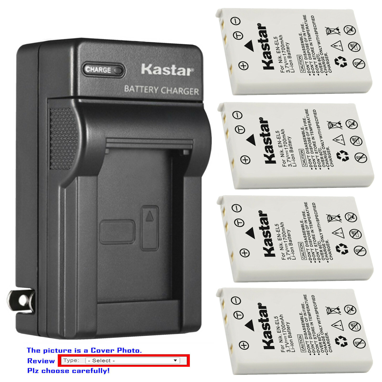 Kastar Battery Wall Charger for Nikon EN-EL5 MH-61 & Nikon Coolpix P100 Camera