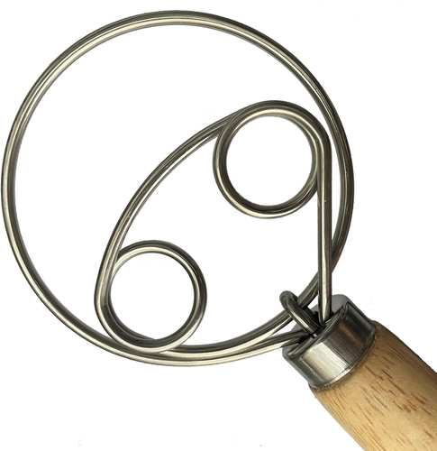 13 Inch Bread Dough Whisk,Double Eyes Stainless Steel Danish Dough Whisk, Egg Be