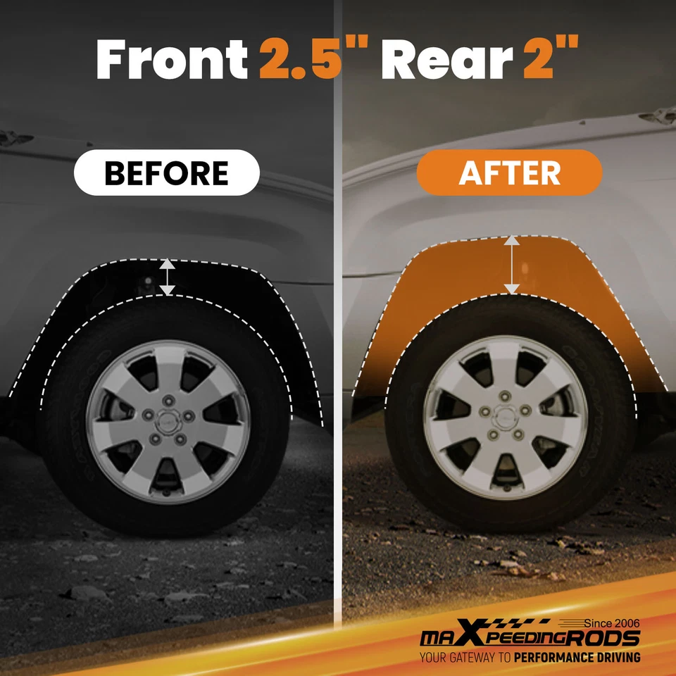 Kit de elevación delantero 2,5" + trasero 2" + barra estabilizadora + extensor de choque para Jeep Gladiator JT 19-24 Foto 3 de 4