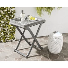 SAFAVIEH Outdoor Collection Covina Tray Table | Ash Grey |