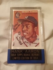 1954 Topps Hank Aaron Auto Rookie Card Reprint Autograph In Case COA #1431/1954. rookie card picture