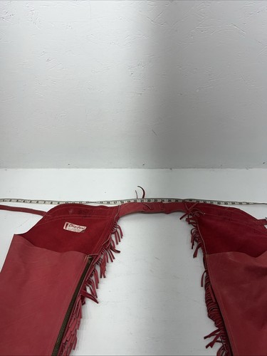 Neu aus altem Lagerbestand rote Chap-Parel Show Chaps mit Fransen verstellbare Taille 38" I-74 - Bild 5 von 17
