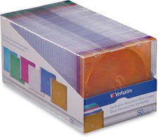 Verbatim CD DVD Blu-Ray Disc Slim Storage 50 Pack, 40 Clear/10 Colors 50 Pack
