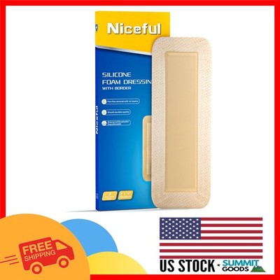 Ultra Soft Silicone Foam Dressing 4'' x 12'' - 3 Sterile Waterproof Bandages